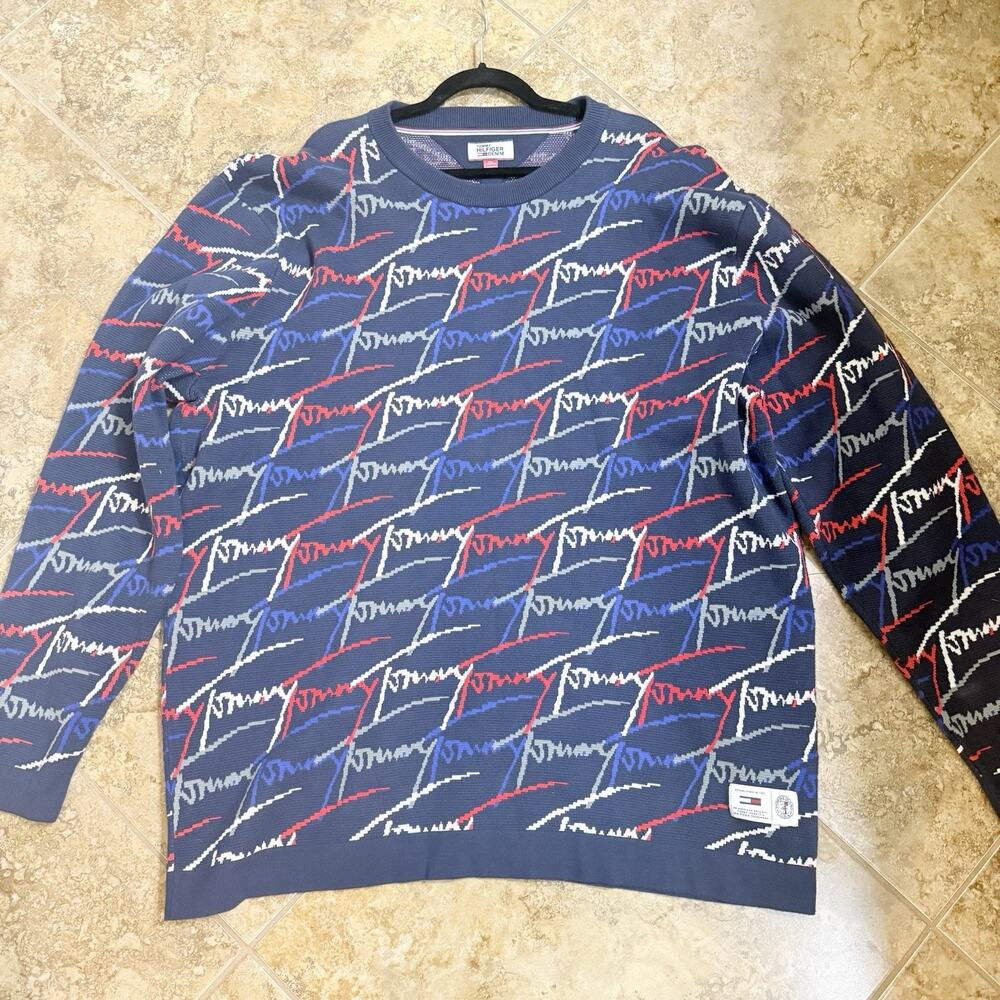 Vintage 90s Tommy Hilfiger Denim Men’s Small All Over Print Sweater Crewneck XXL